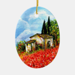 ORNEMENT EN CÉRAMIQUE PAVOTS EN TOSCANE
