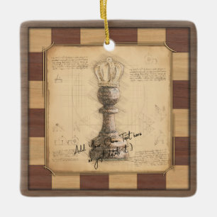 Ornement En Céramique "Pawn King / Queen" Joueur Vintage à l'échiquier c