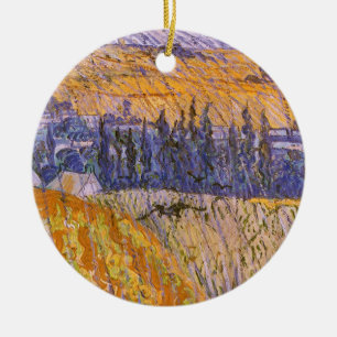 Ornement En Céramique Paysage à Auvers dans la pluie, Vincent van Gogh