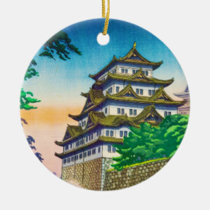 Ornement En Céramique Paysage de hanga de tibia de château de Tsuchiya