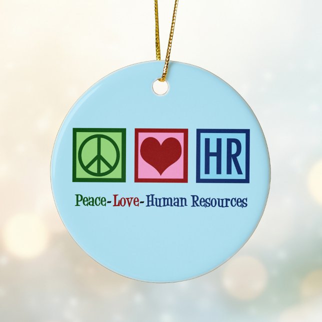 Ornement En Céramique Peace Love Ressources humaines RH (Créateur téléchargé)