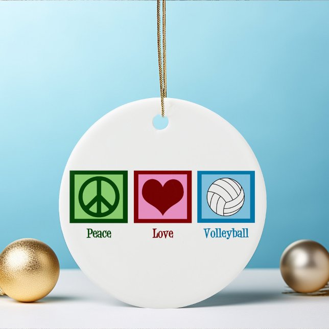 Ornement En Céramique Peace Love Volleyball Joueur joli Noël (Créateur téléchargé)