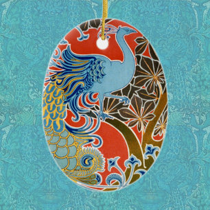 Ornement En Céramique Peacock Art Nouveau Vivif
