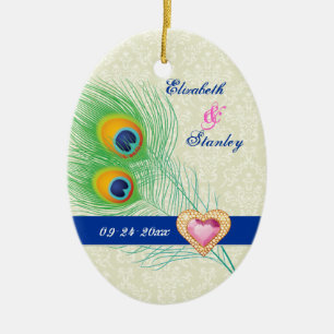 Ornement En Céramique Peacock plumes bijou coeur mariage Enregistrer la 