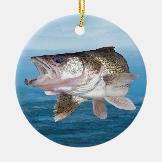 Ornement En Céramique Pêche de brochets vairons (Devant)