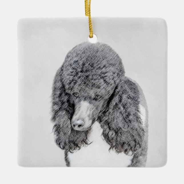 Ornement En Céramique Peinture à paille noire standard - Art du chien (Devant)
