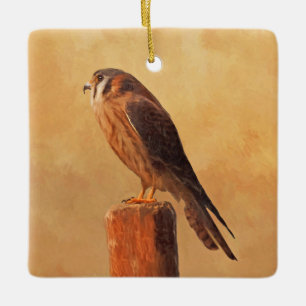 Ornement En Céramique Peinture américaine Kestrel - Art original pour oi
