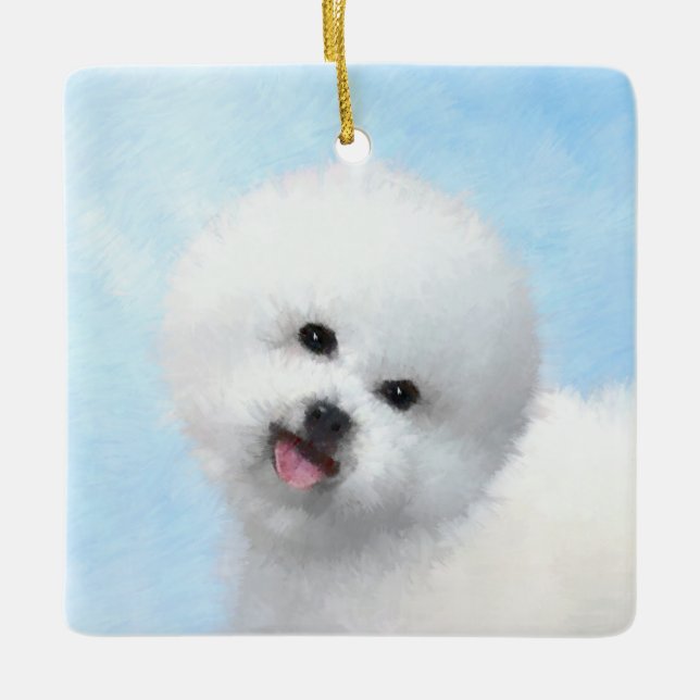 Ornement En Céramique Peinture Bichon Frise - Cute Original Chien Art (Devant)