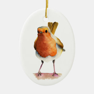 Ornement En Céramique Peinture d'aquarelle d'oiseau de Robin