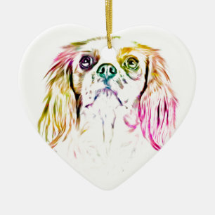 Ornement En Céramique Peinture de chien espagnol du roi Charles Cavalier