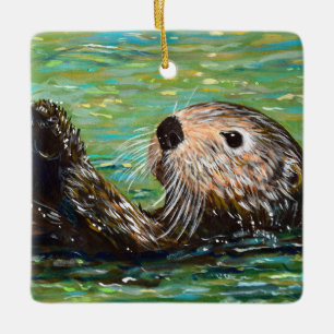 Ornement En Céramique Peinture de loutre de mer 