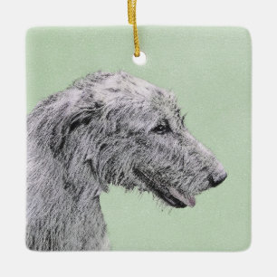 Ornement En Céramique Peinture de Wolfhound irlandais - Joli art origina