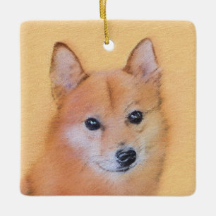 Ornement En Céramique Peinture finlandaise Spitz - Jote Original Chien A