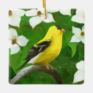 Ornement En Céramique Peinture Goldfinch - Cute Original Chien Art
