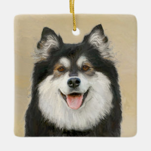 Ornement En Céramique Peinture Lapphund Finlandaise - Joli art original 