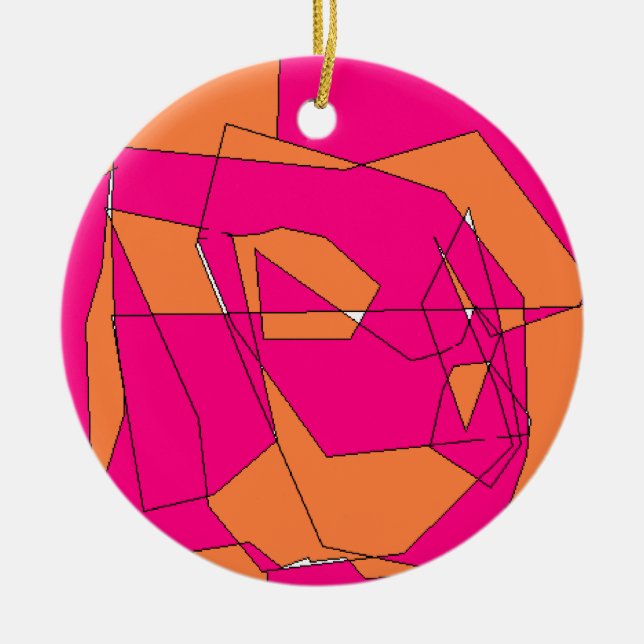 Ornement En Céramique Peinture numérique rose orange, Art pour enfants (Devant)