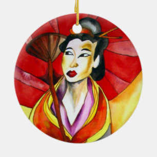Ornement En Céramique peinture originale d'art Geisha