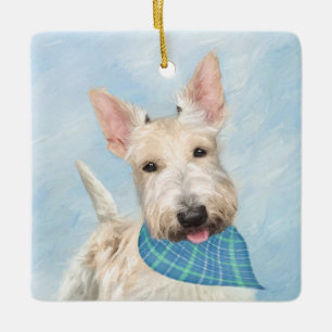 Ornement En Céramique Peinture originale de chien Wheaten Terrier Écossa