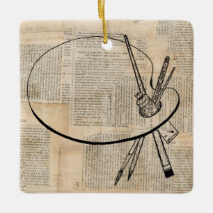 Ornement En Céramique Peinture & Palette de peinture Art Vintage