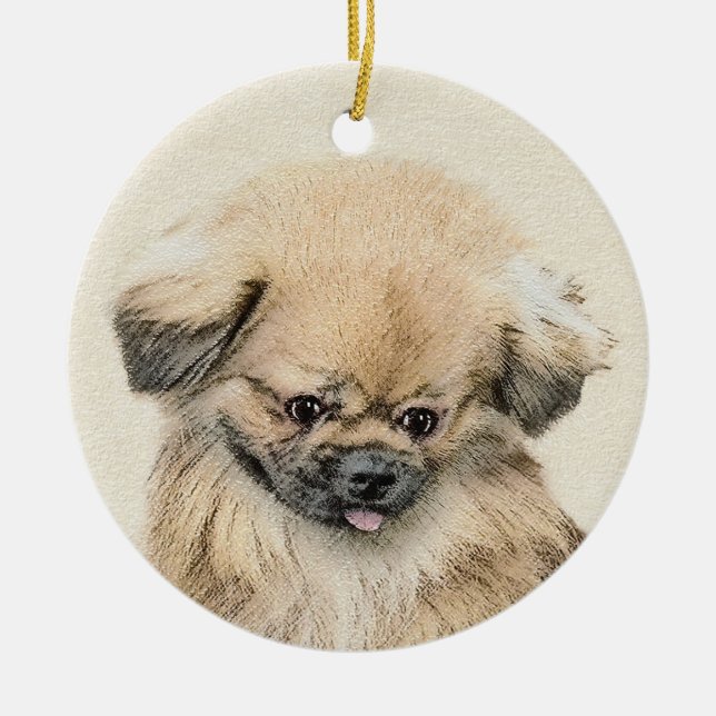 Ornement En Céramique Peinture Pekingese - Cute Original Chien Art (Devant)