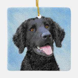 Ornement En Céramique Peinture Retriever recouverte de boue - Art Chien