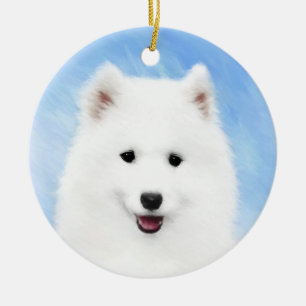 Ornement En Céramique Peinture Samoyed Puppy - Jolie Art Original Chien