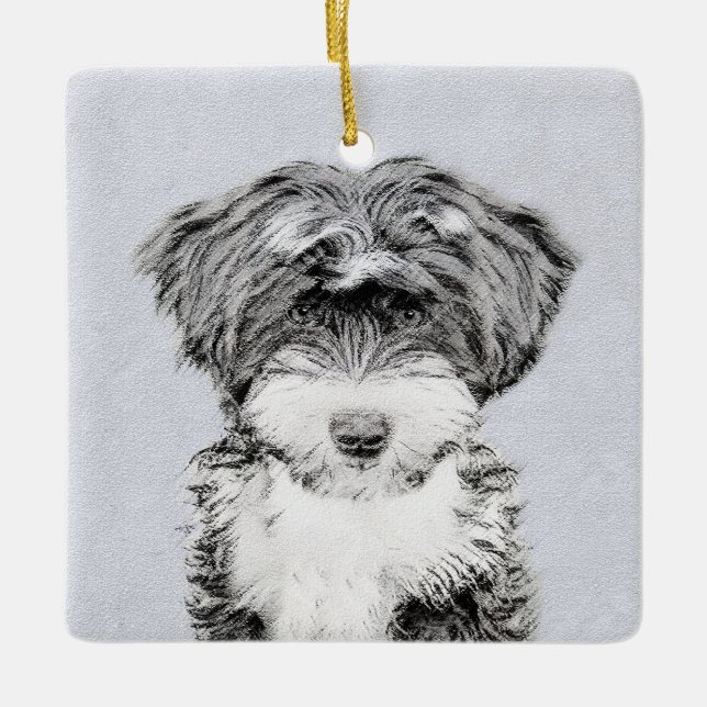 Ornement En Céramique Peinture Tibétaine Terrier - Cute Original Chien A (Devant)