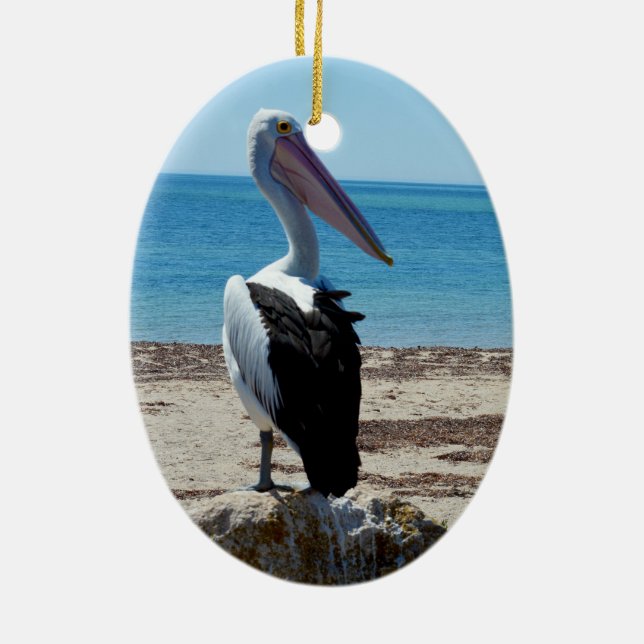 Ornement En Céramique Pelican on Beach Rock (Dos)
