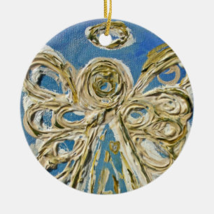 Ornement En Céramique Pendentif d'ornement Blue Guardian Angel