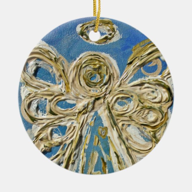 Ornement En Céramique Pendentif d'ornement Blue Guardian Angel (Devant)