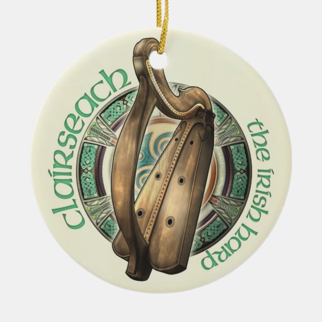 Ornement En Céramique Pendentif/ornement irlandais d'harpe (Devant)