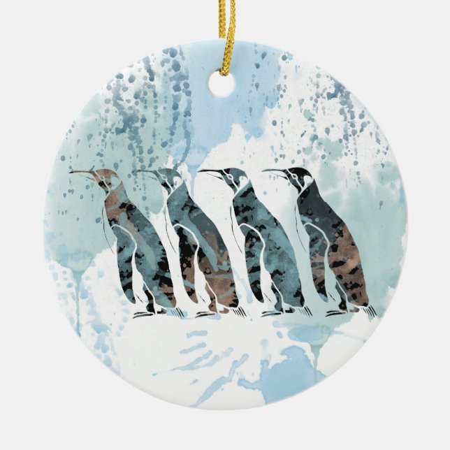 Ornement En Céramique Penguins amis pour toujours (Devant)