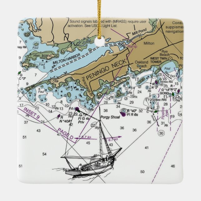 Ornement En Céramique Pennigo Neck NY Nautique Noël (Dos)