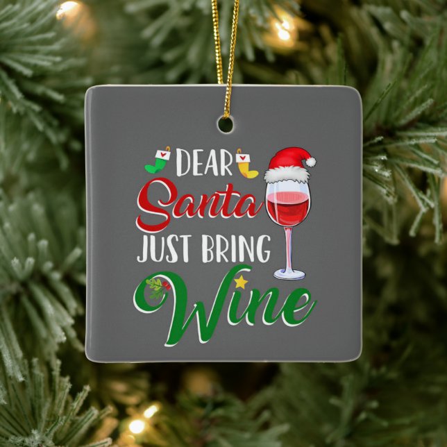 ORNEMENT EN CÉRAMIQUE PÈRE NOËL APPORTE LE "VIN" CE NOËL (Arbre)