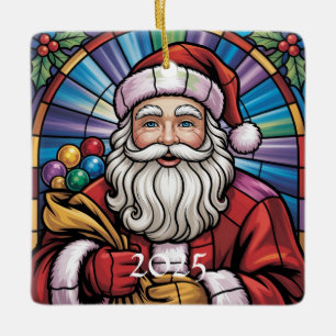 Ornement En Céramique Père Noël Art en Verre Coloré – Noël Coloré