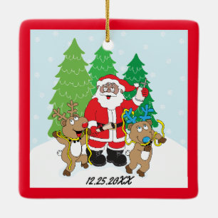 Ornement En Céramique Père Noël de Noël des rennes de couleur