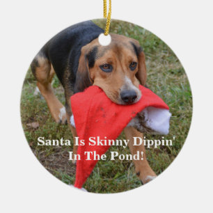 Ornement En Céramique Père Noël drôle est Dippin maigre dans l'étang !