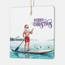 Père Noël en paddle — Noël côtier de vacances de N