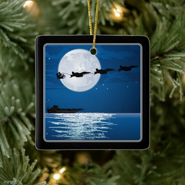 Ornement En Céramique Père Noël et Super Hornets F/A-18 Jets Noël (Arbre)