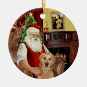 Ornement En Céramique Père Noël - GoldenRetriever (K)