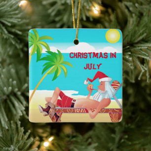Ornement En Céramique Père Noël Noël en juillet Fête d'été sur la plage 