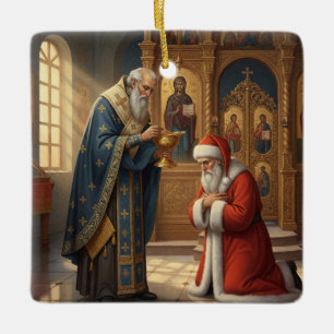 Ornement En Céramique Père Noël personnalisé dans une église orthodoxe o