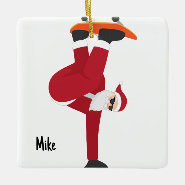 Ornement En Céramique Père Noël personnalisé favori Skateboarder (Devant)