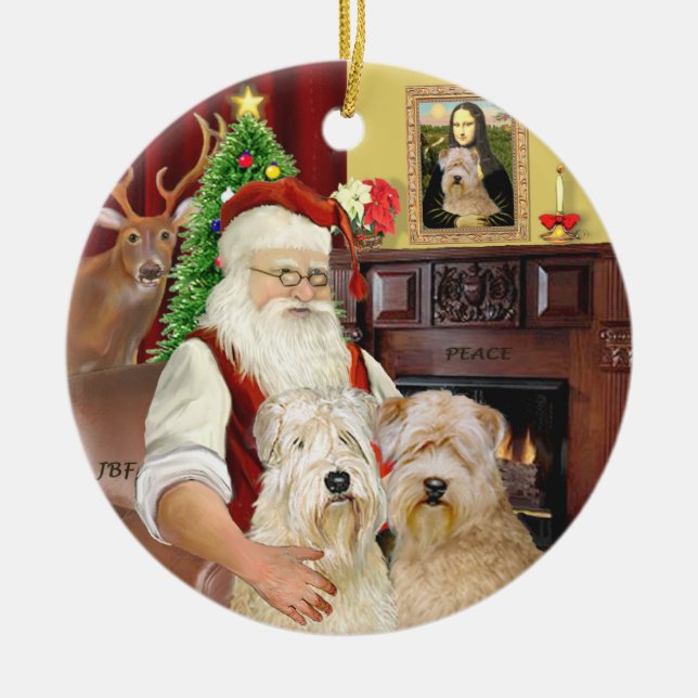 Ornement En Céramique Père Noël Régions à roues (DEUX) (Devant)