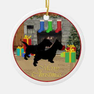 Ornement En Céramique Père Noël Scottie Dog Orament