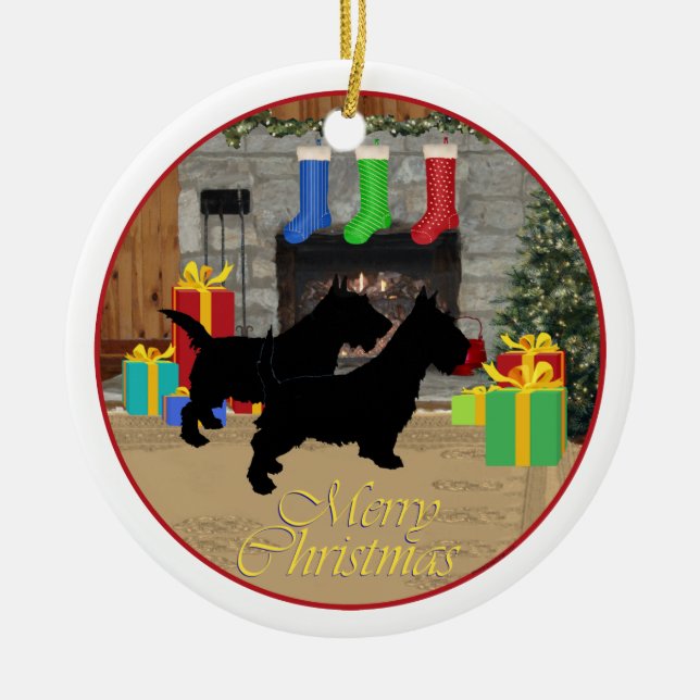Ornement En Céramique Père Noël Scottie Dog Orament (Devant)
