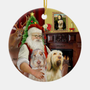 Ornement En Céramique Père Noël - Spinone Italiano (DEUX)
