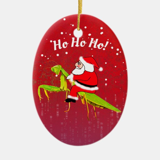 Ornement En Céramique Père Noël sur l'ornement drôle de Noël de mante de (Devant)
