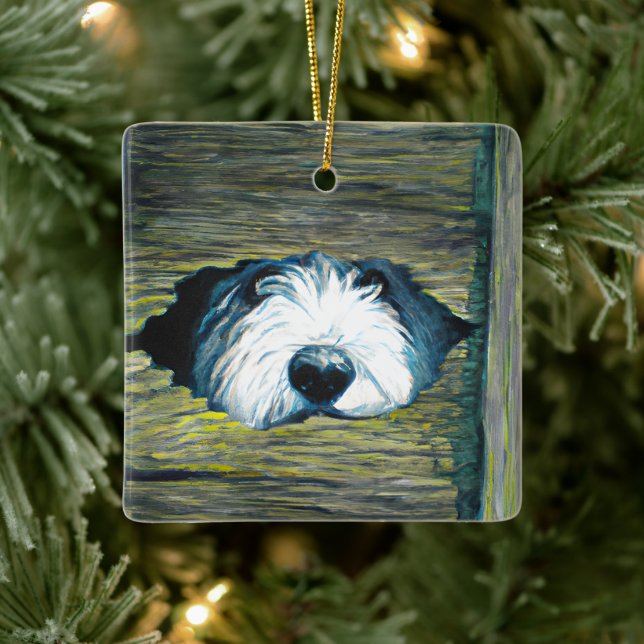 Ornement En Céramique Perquisition personnalisée Vieux anglais Chien à c (Arbre)