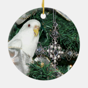 Ornement En Céramique Perruche dans un arbre de Noël